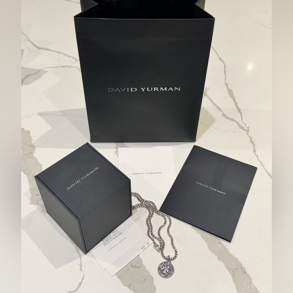 David Yurman silver et with Silver Chain and St. Christopher medallion